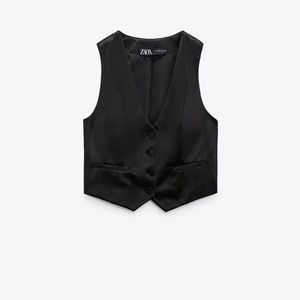 Zara Satin Black Vest NEVER WORN